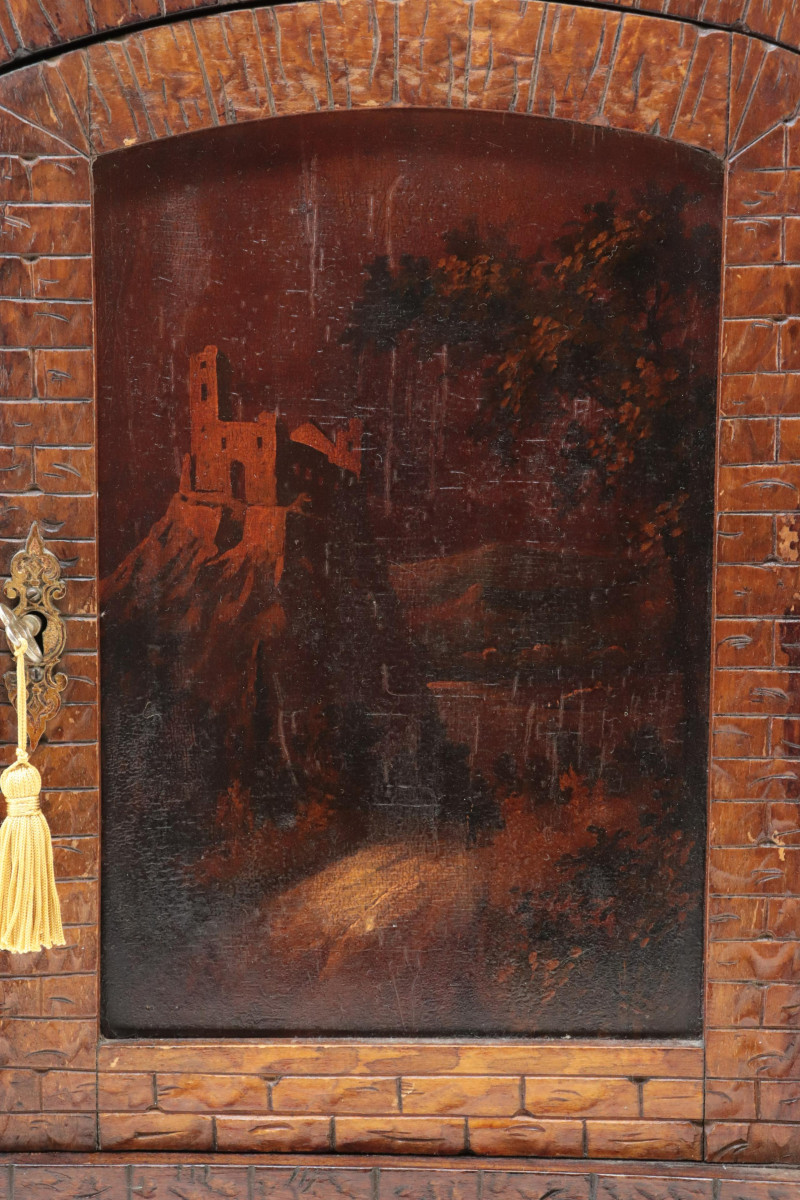 Carved Wood Castle Hanging Wall Box