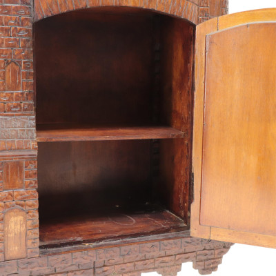 Carved Wood Castle Hanging Wall Box
