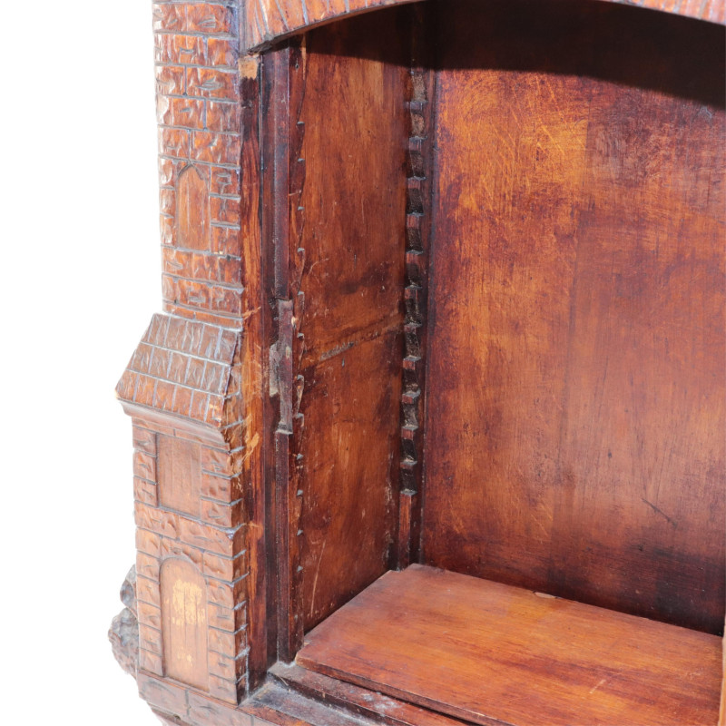 Carved Wood Castle Hanging Wall Box
