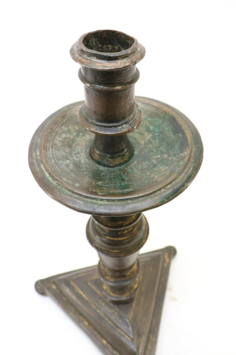 French Baroque Bronze Candlestick 16th C