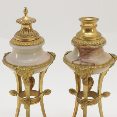 2 Pair French Gilt Bronze Candlesticks 19th C