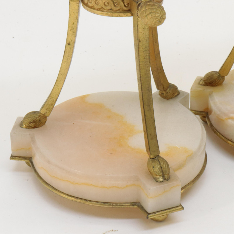 2 Pair French Gilt Bronze Candlesticks 19th C