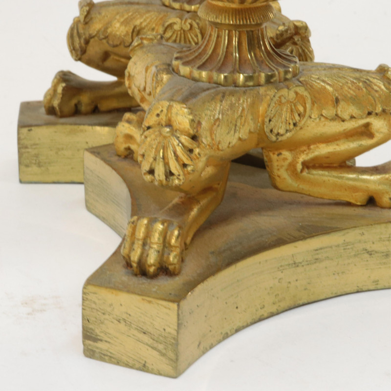 2 Pair French Gilt Bronze Candlesticks 19th C