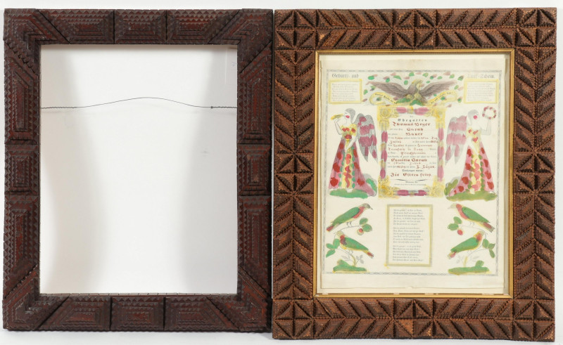 2 Folk Art Carved Wood Frames