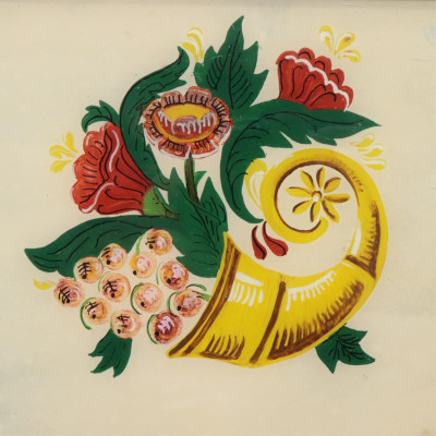 5 Floral Reverse Paintings W/C Pastels