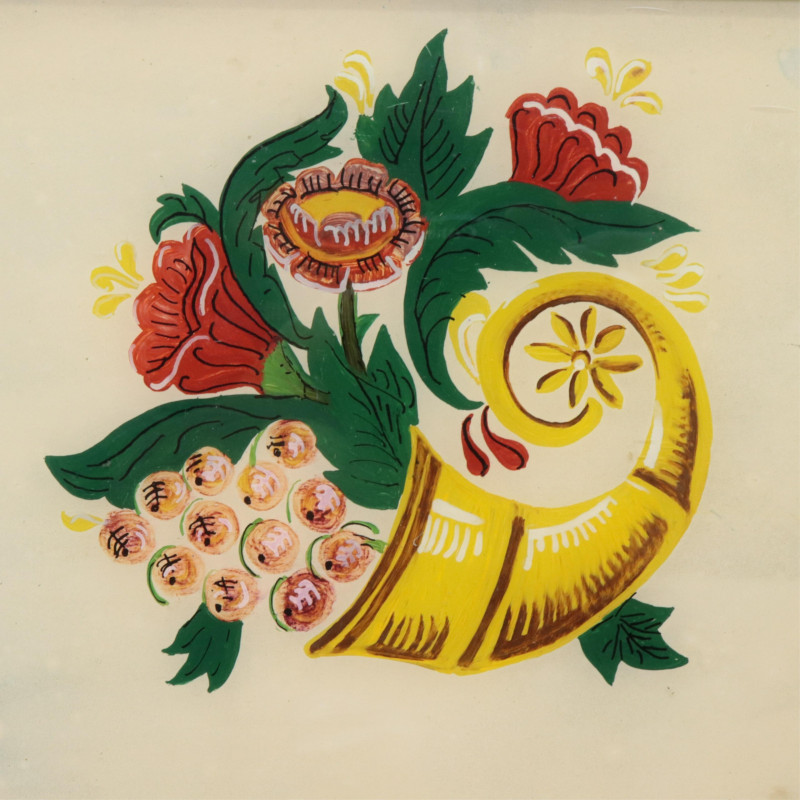 5 Floral Reverse Paintings W/C Pastels