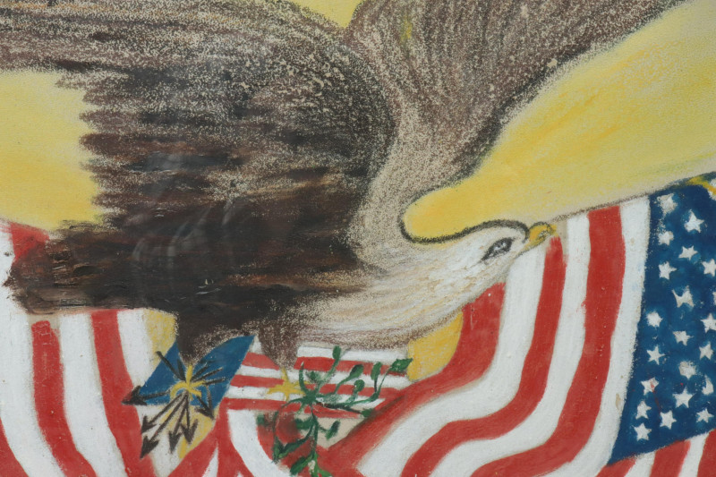 Ethel Ramisden 20th C Folk Art Flag Painting