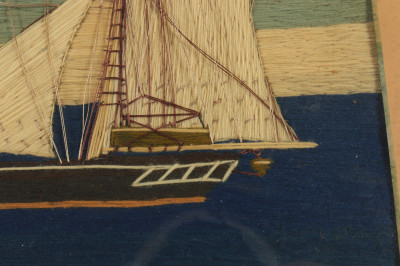 Folk Art Stitch Work Ship with British Flag