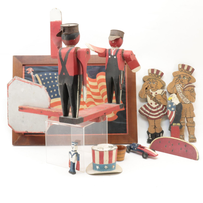 Folk Art Lot; incl Whirligig Weathervane Eagle