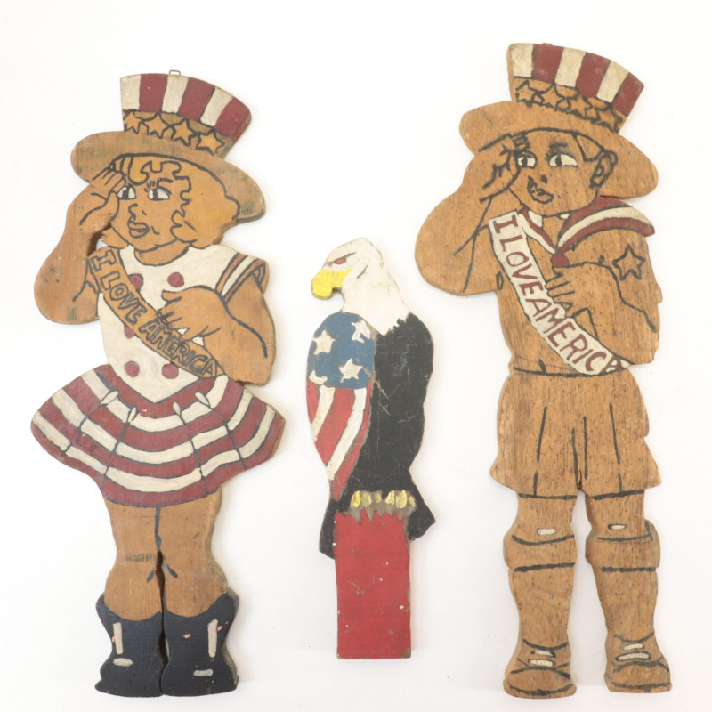 Folk Art Lot; incl Whirligig Weathervane Eagle