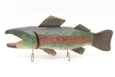 4 Folk Art Animals Decoys Fish by JW Buttonow