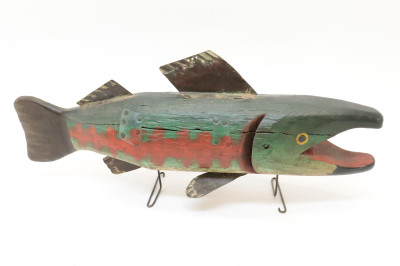 4 Folk Art Animals Decoys Fish by JW Buttonow