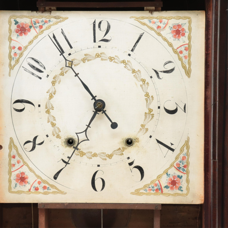 E Terry Pillar Scroll Mahog Mantle Clock 19th