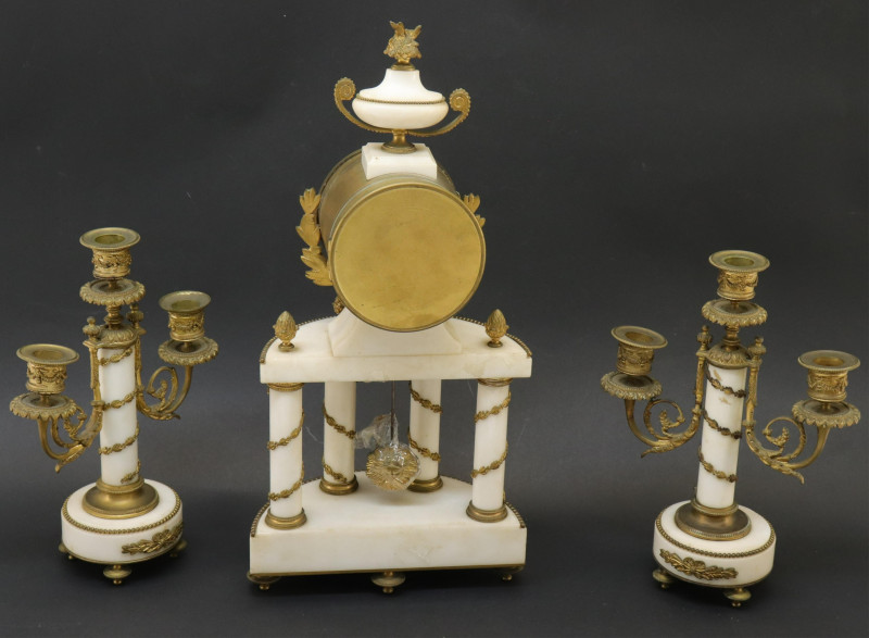 Louis XVI Style Gilt Bronze Marble Clock Set 19