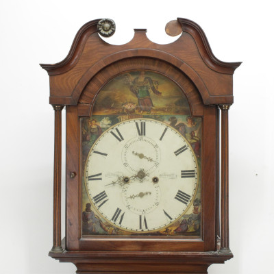 Scottish Inlaid Mahog Tall Case Clock 19 C Mil