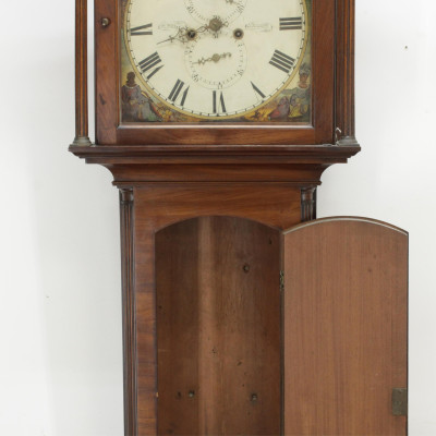 Scottish Inlaid Mahog Tall Case Clock 19 C Mil