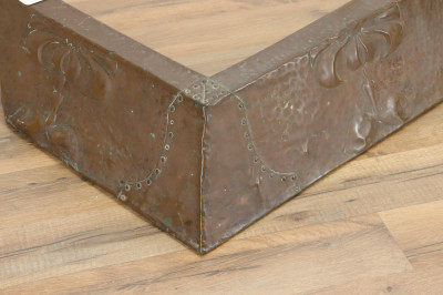Art Nouveau Hammered Copper Fireplace Fender