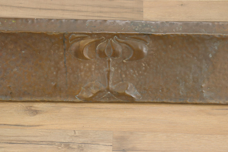 Art Nouveau Hammered Copper Fireplace Fender