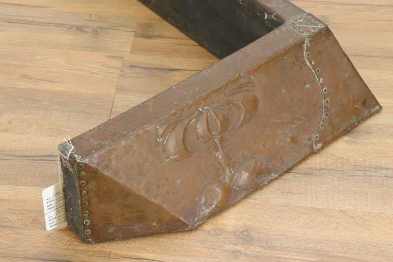 Art Nouveau Hammered Copper Fireplace Fender