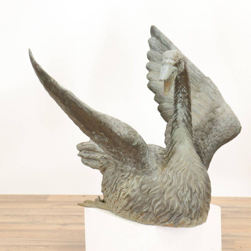 Metal Swan Outdoor Fountain likely bronze