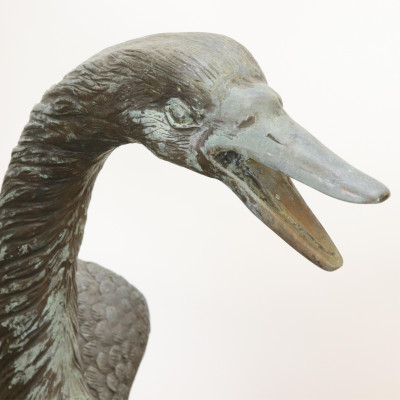Metal Swan Outdoor Fountain likely bronze