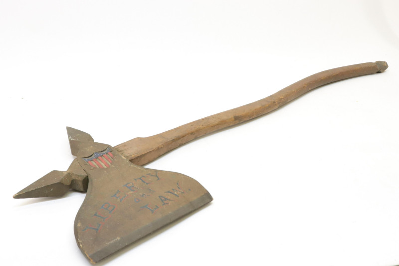 Folk Art Painted Ceremonial Axe &apos;Liberty Law&apos;