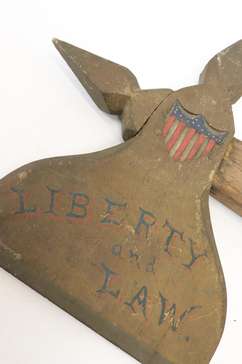 Folk Art Painted Ceremonial Axe &apos;Liberty Law&apos;