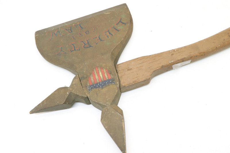 Folk Art Painted Ceremonial Axe &apos;Liberty Law&apos;