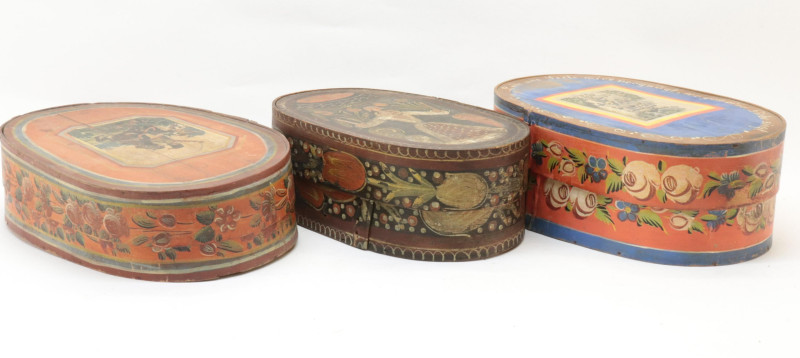 3 Oval Brides Boxes 19th 20th C
