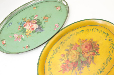 Lot of Tole Trays Buckets Hanging Cannister