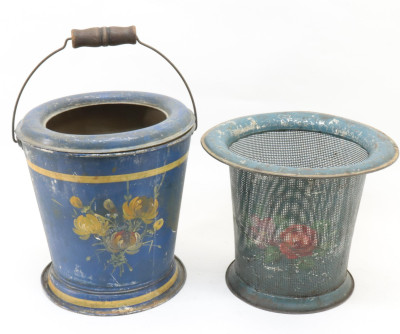 Lot of Tole Trays Buckets Hanging Cannister