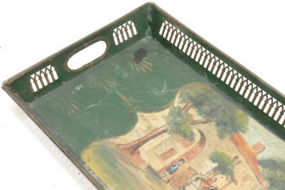 3 French Tole Trays railroad train ships