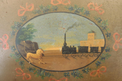 3 French Tole Trays railroad train ships