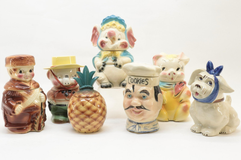 7 Pottery Cookie Jars incl Roseville