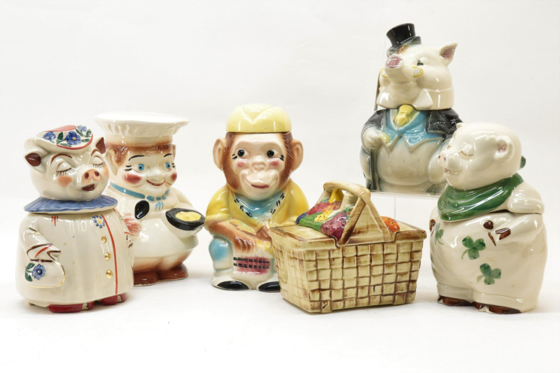 6 Pottery Cookie Jarsincl Roseville