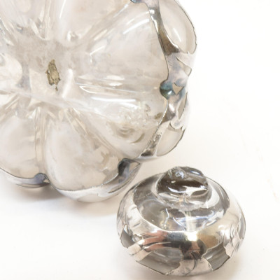 9 Silver Overlay Glass Perfumes/Bottles/Vases