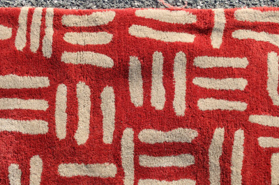 Modern Red and White Wool Carpet 8&apos; x 10&apos;