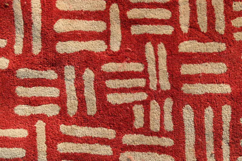 Modern Red and White Wool Carpet 8&apos; x 10&apos;