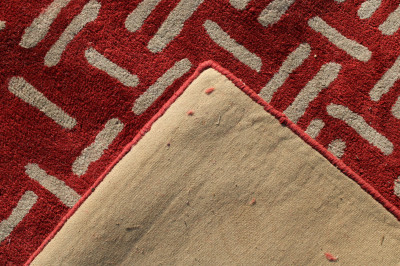 Modern Red and White Wool Carpet 8&apos; x 10&apos;