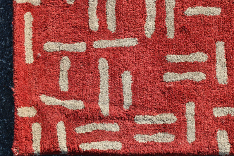 Modern Red and White Wool Carpet 8&apos; x 10&apos;