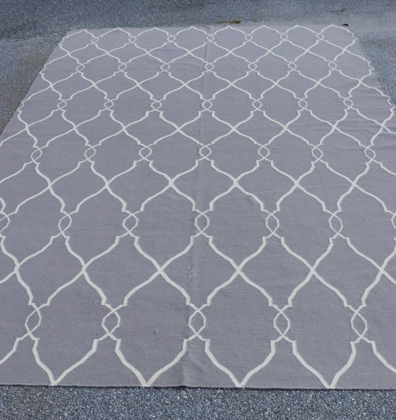 Contemporary Geometric Lattice Wool Rug