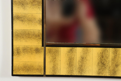 Mid Century Brass Mounted Painted Mirror