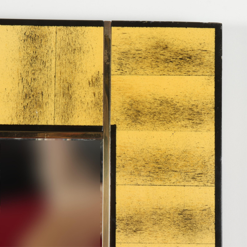 Mid Century Brass Mounted Painted Mirror