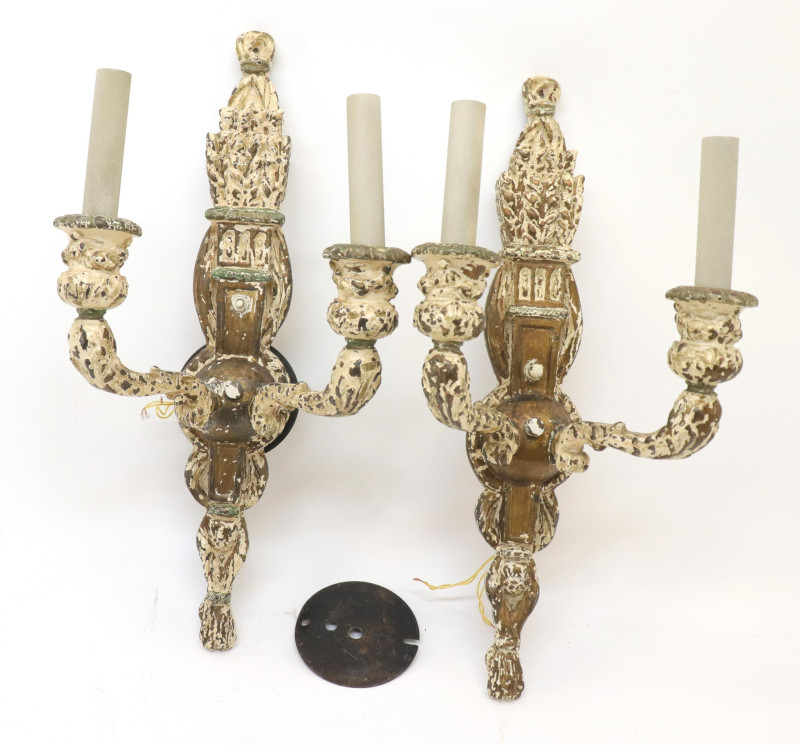Pair of Neoclassical Metal Clad Wall Sconces