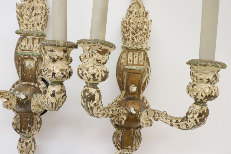 Pair of Neoclassical Metal Clad Wall Sconces