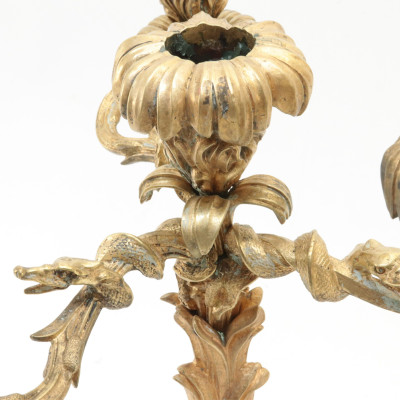 Pair of Rococo Revival Gilt Bronze Candelabra