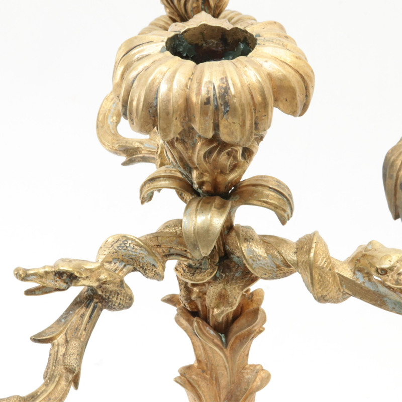 Pair of Rococo Revival Gilt Bronze Candelabra