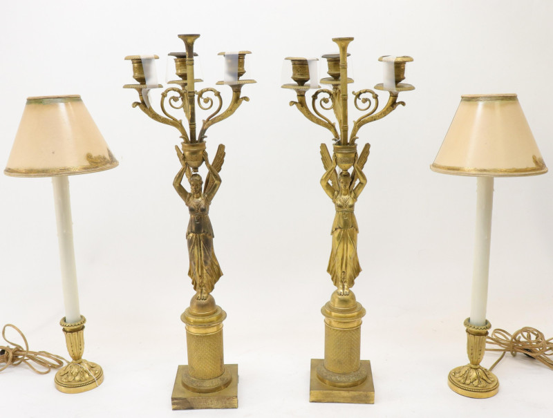 Pr Empire Style Ormolu Candelabra Candlesticks