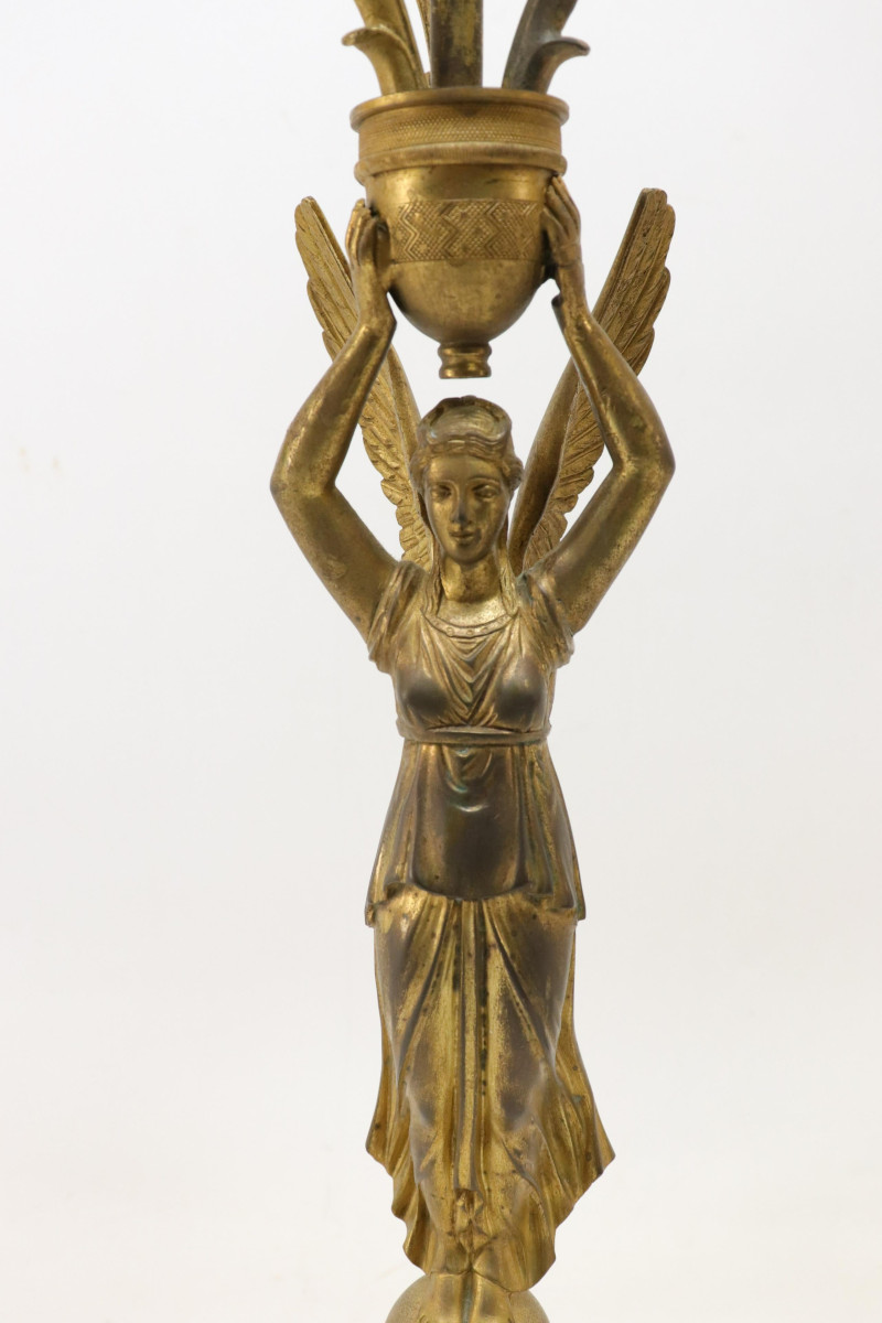 Pr Empire Style Ormolu Candelabra Candlesticks