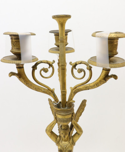 Pr Empire Style Ormolu Candelabra Candlesticks